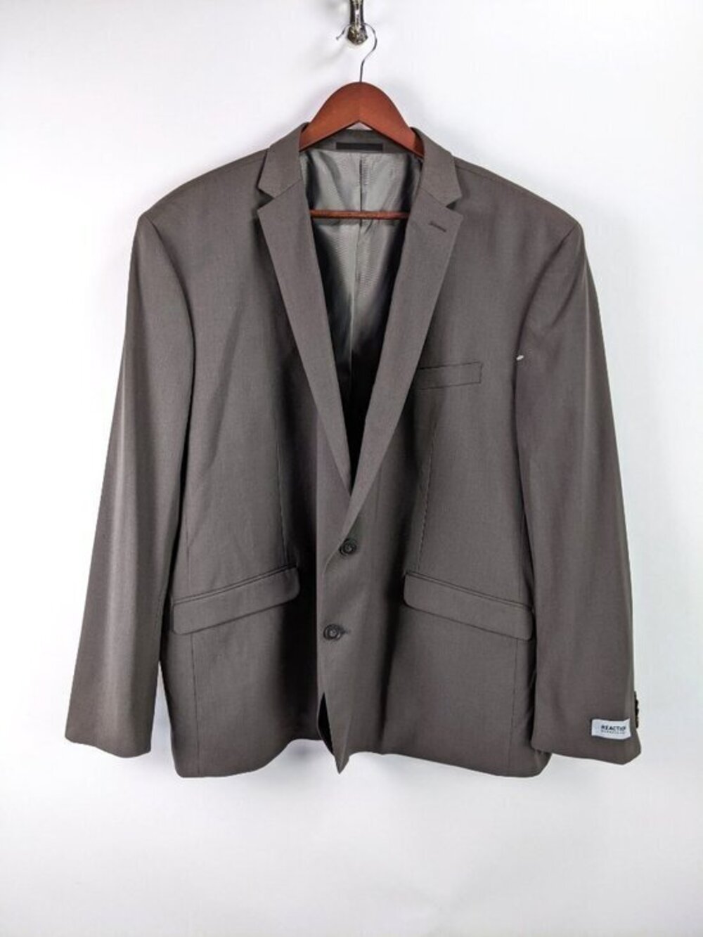 Kenneth Cole Reaction Mens Taupe Gray Two-Button Suit Blazer Sport Coat Size 58R